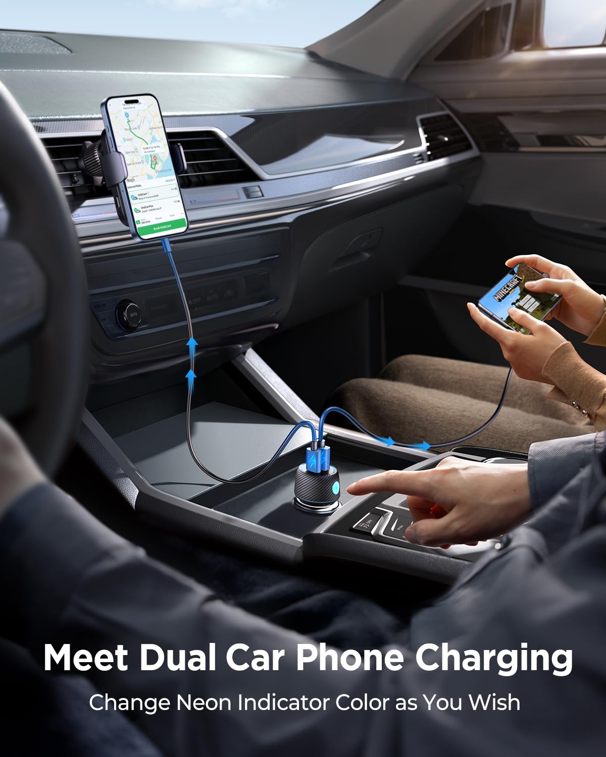 60W USB C Car Charger for iPhone 15, [PD30W&QC30W] Cigarette Lighter Phone Charger Adapter USBC Fast Charging for iPhone 15/14/13Pro Max Plus, Samsung Galaxy S23/22, iPad Pro, Google Pixel, Androids