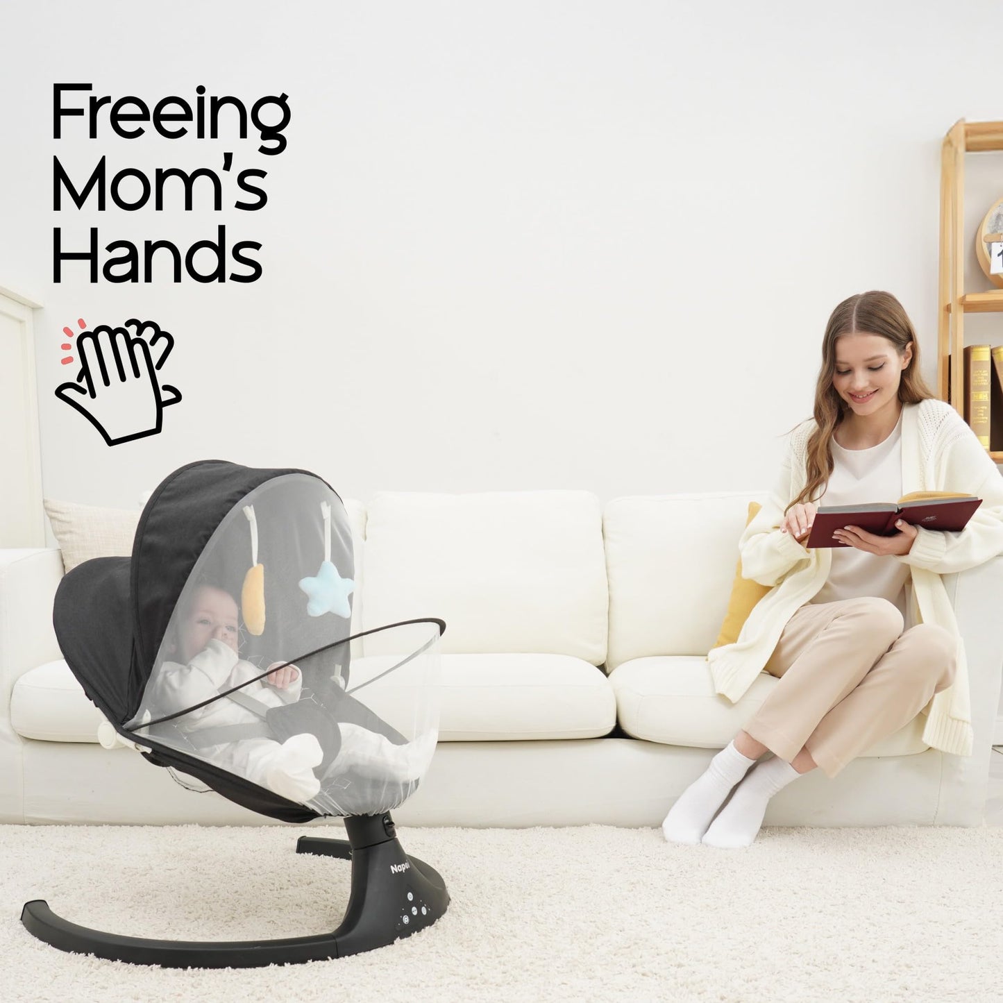 Electric Baby Swing with Remote & Bluetooth