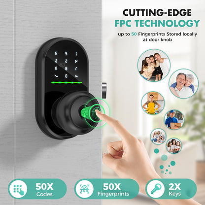 Keyless Fingerprint Smart Door Lock with Knob