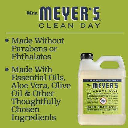 MRS. MEYER'S Liquid Hand Soap Refill, Lemon Verbena