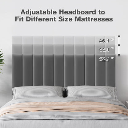 Full Size Velvet Bed Frame with Adjustable Headboard