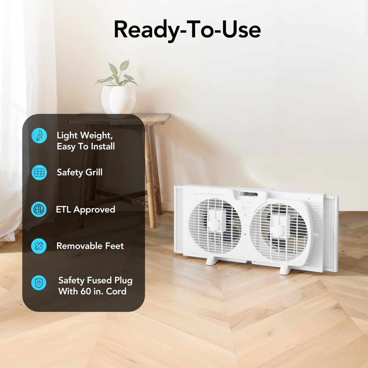 Comfort Zone 9-Inch Dual Window Fan with Exhaust
