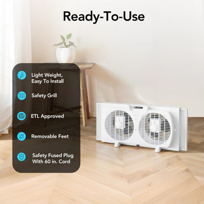 Comfort Zone 9-Inch Dual Window Fan with Exhaust