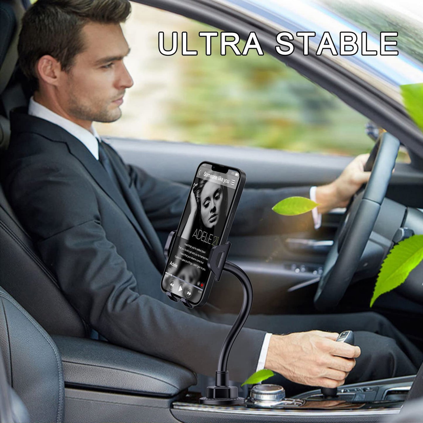 Lopnord Car Phone Holder Mount Cup Holder, Phone Mount for Car Compatible with iPhone 14 13 Pro Max/Samsung Galaxy S23 S22 Ultra/S21/S20, Cell Phone Holder Car Flexible Gooseneck Phone Holder for Car