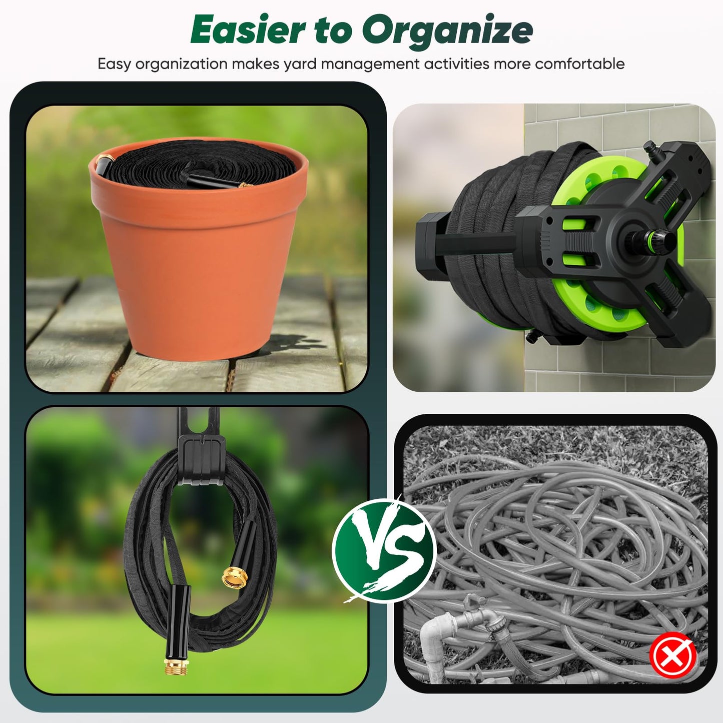 50ft Lightweight Flexible Garden Hose with Metal Ends