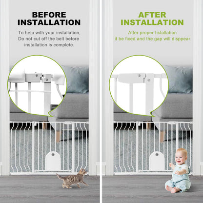 Baby Gate with Cat Door - Auto Close Safety