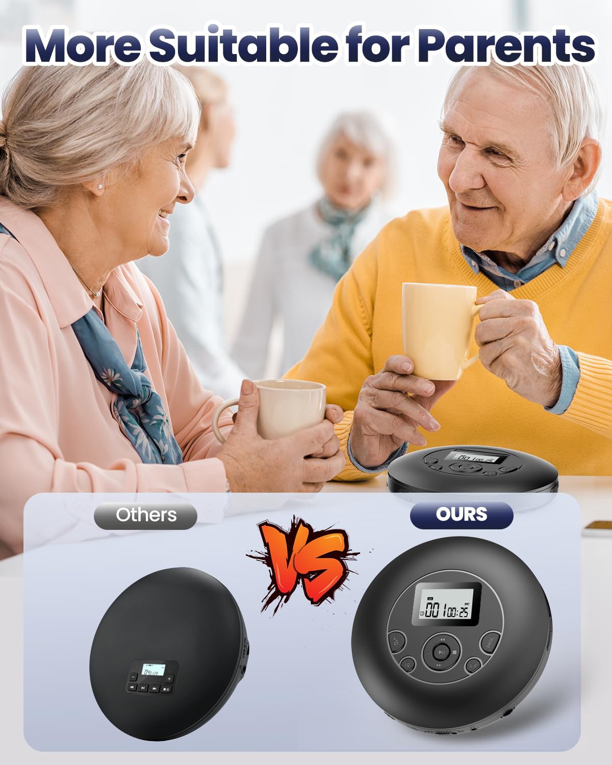 Desobry Portable CD Player with Rechargeable Battery