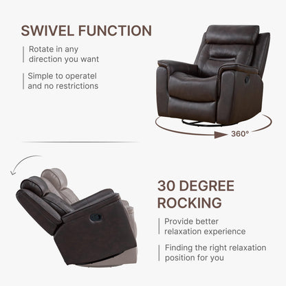 Leather Recliner Swivel Rocker Chair