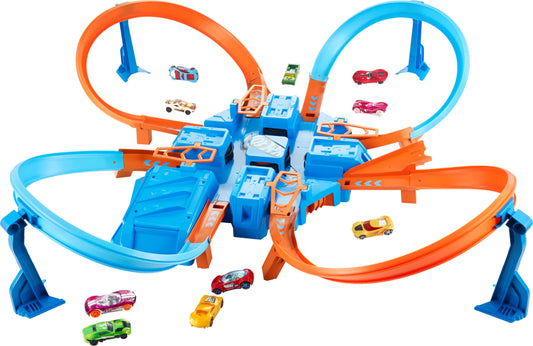 Hot Wheels Toy Car Track Set, Criss Cross Crash with 1:64 Scale Vehicle, Powered by a Motorized Booster (Amazon Exclusive)