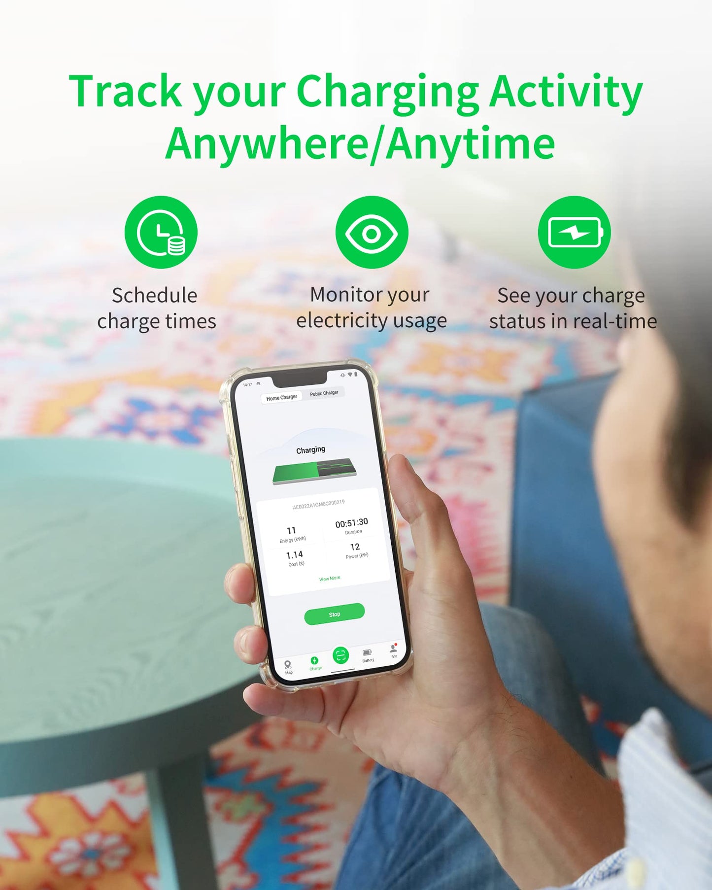 Autel Home Level 2 EV Charger up to 50Amp, 240V, Indoor/Outdoor Car Charging Station, Flexible 25-Foot Cable,Hardwired, Silver