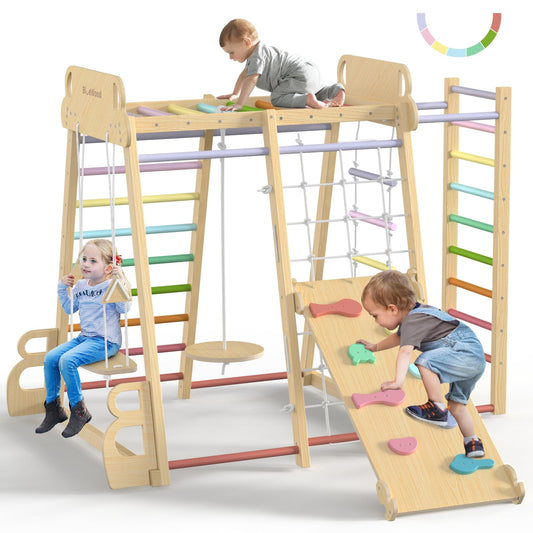 9-in-1 Indoor Playground Climber with Slide & Swing