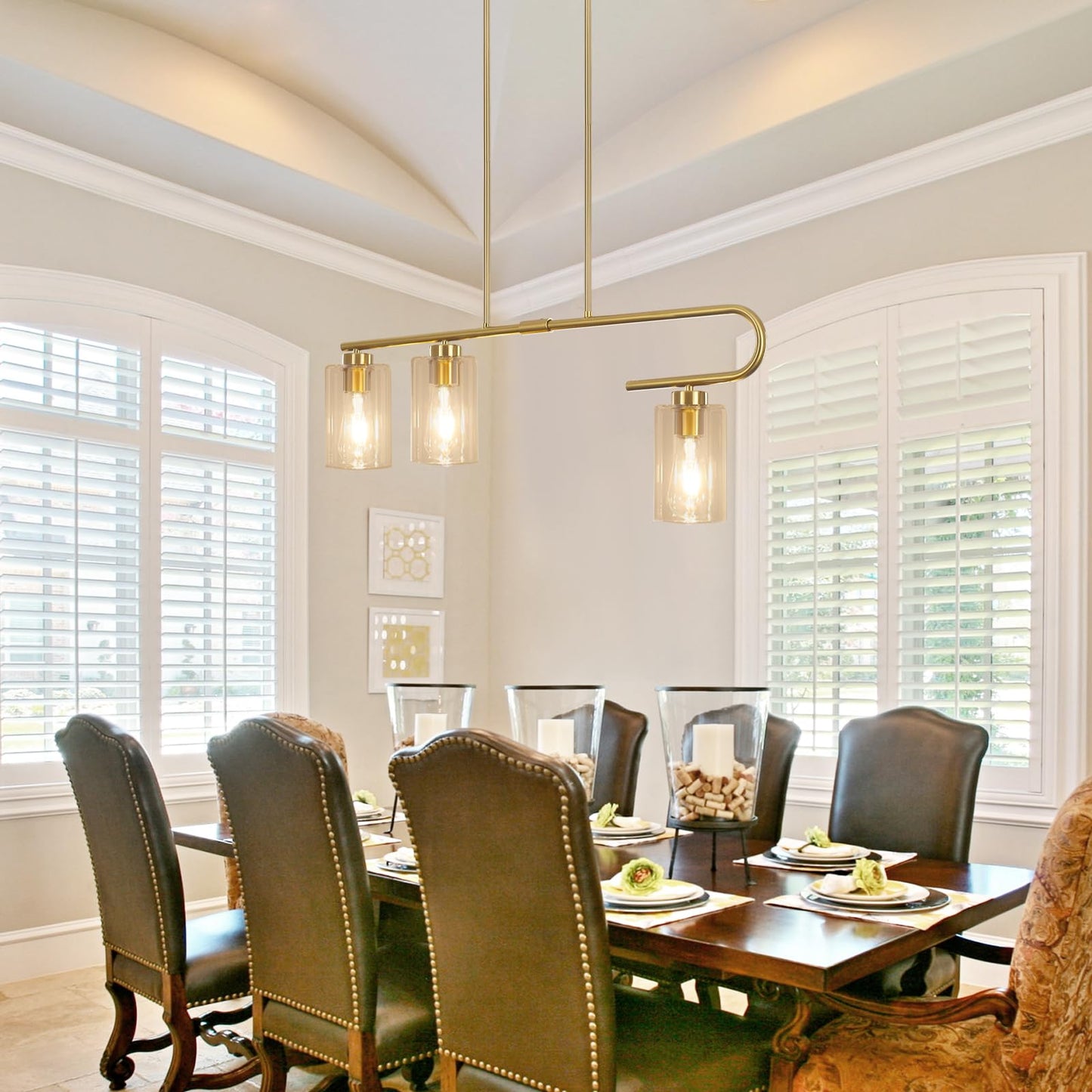 Gold 3-Light Dining Room Chandelier Pendant Light