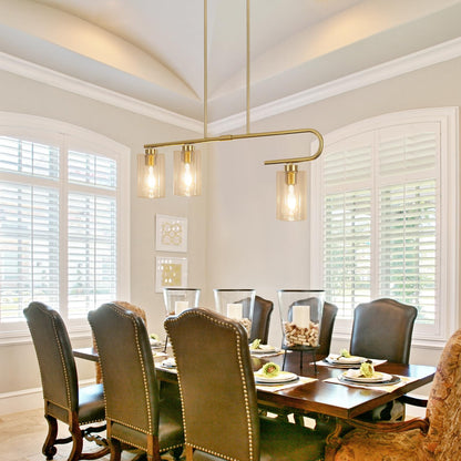 Gold 3-Light Dining Room Chandelier Pendant Light