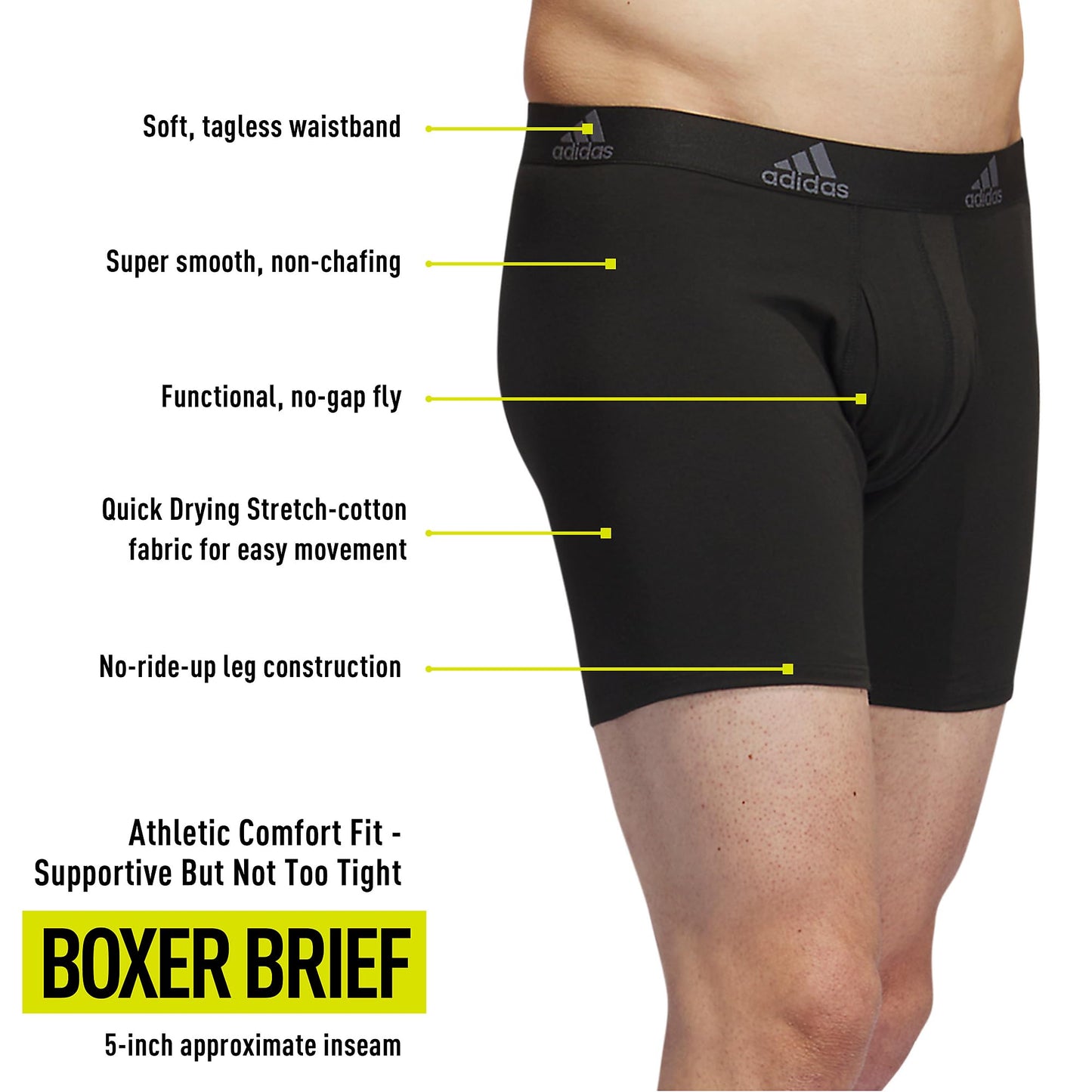 3-Pack adidas Men's Cotton Boxer Briefs