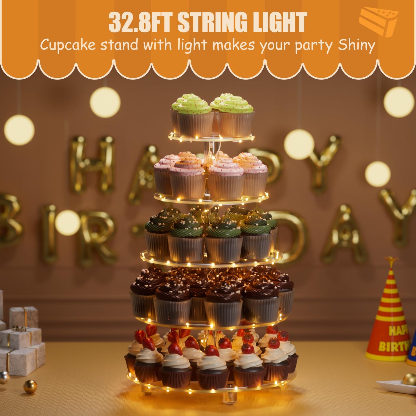 Antimbee 5-Tier Acrylic Cupcake Stand Display
