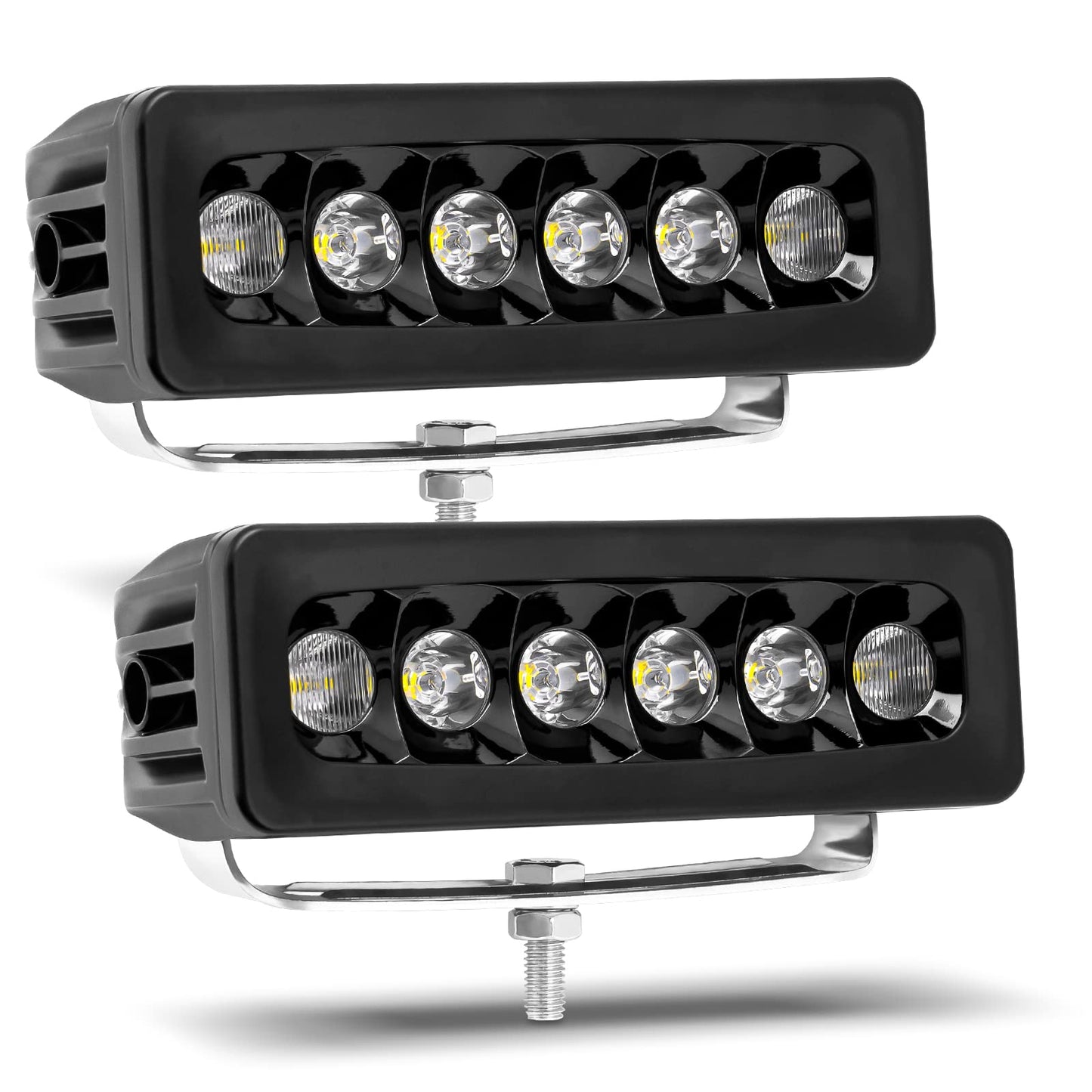 YCHOW-TECH 6 inch LED Light Bar White 120W 6500K Super Bright Spot Work Light Pods Single Row Off Road Driving Light Fog Light Boat Light Waterproof SUV ATV 4WD Car Truck Golf Cart 12V 24V IP68 (2pcs)