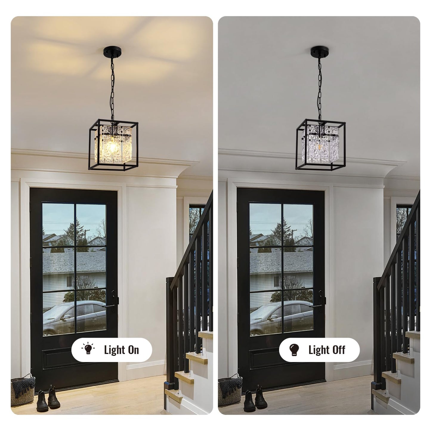 Modern Black Glass Pendant Light for Dining Room