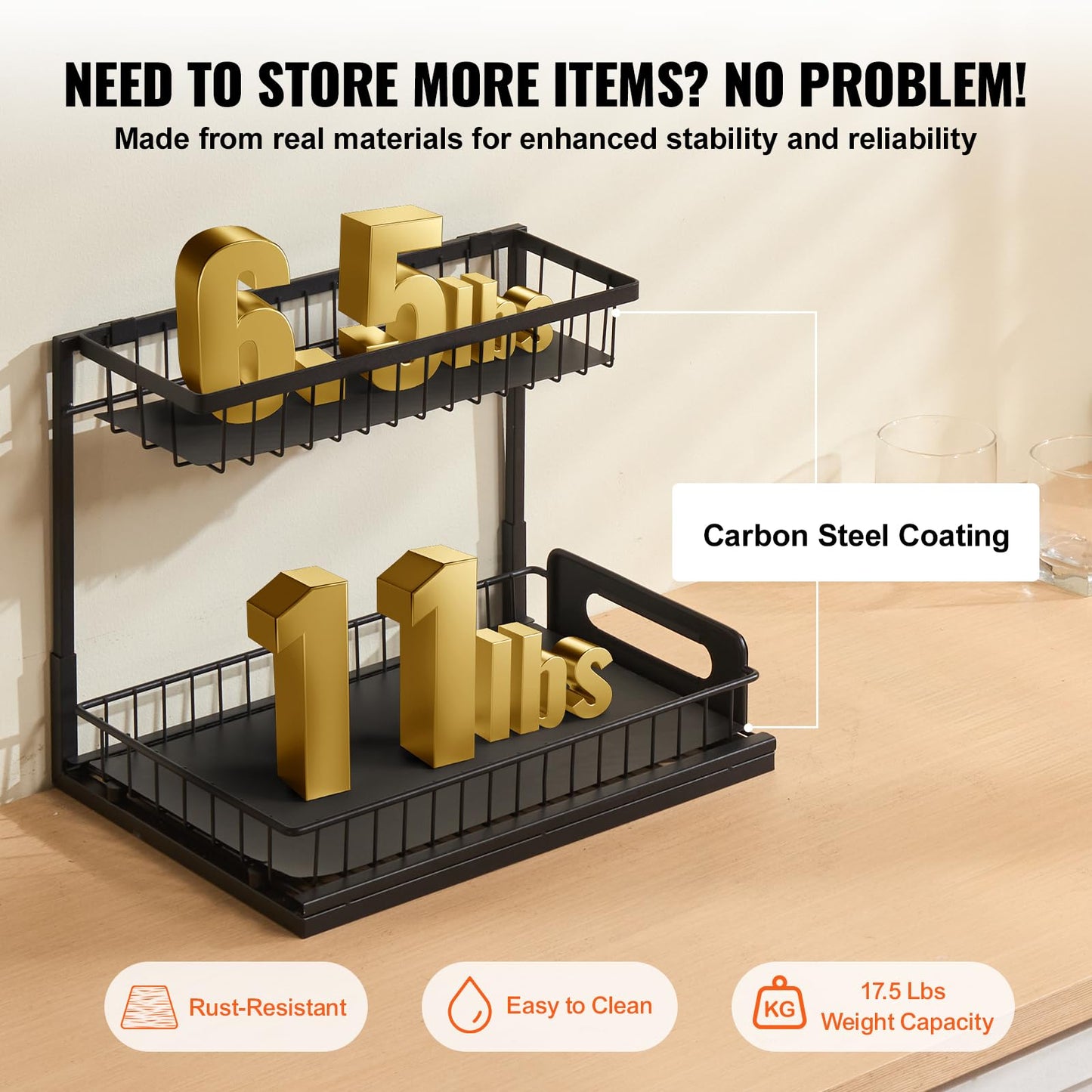2 Tier Pull Out Cabinet Organizer by VEVOR