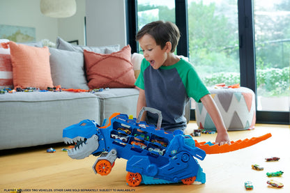 Hot Wheels T-Rex Transporter Toy Car Track Set