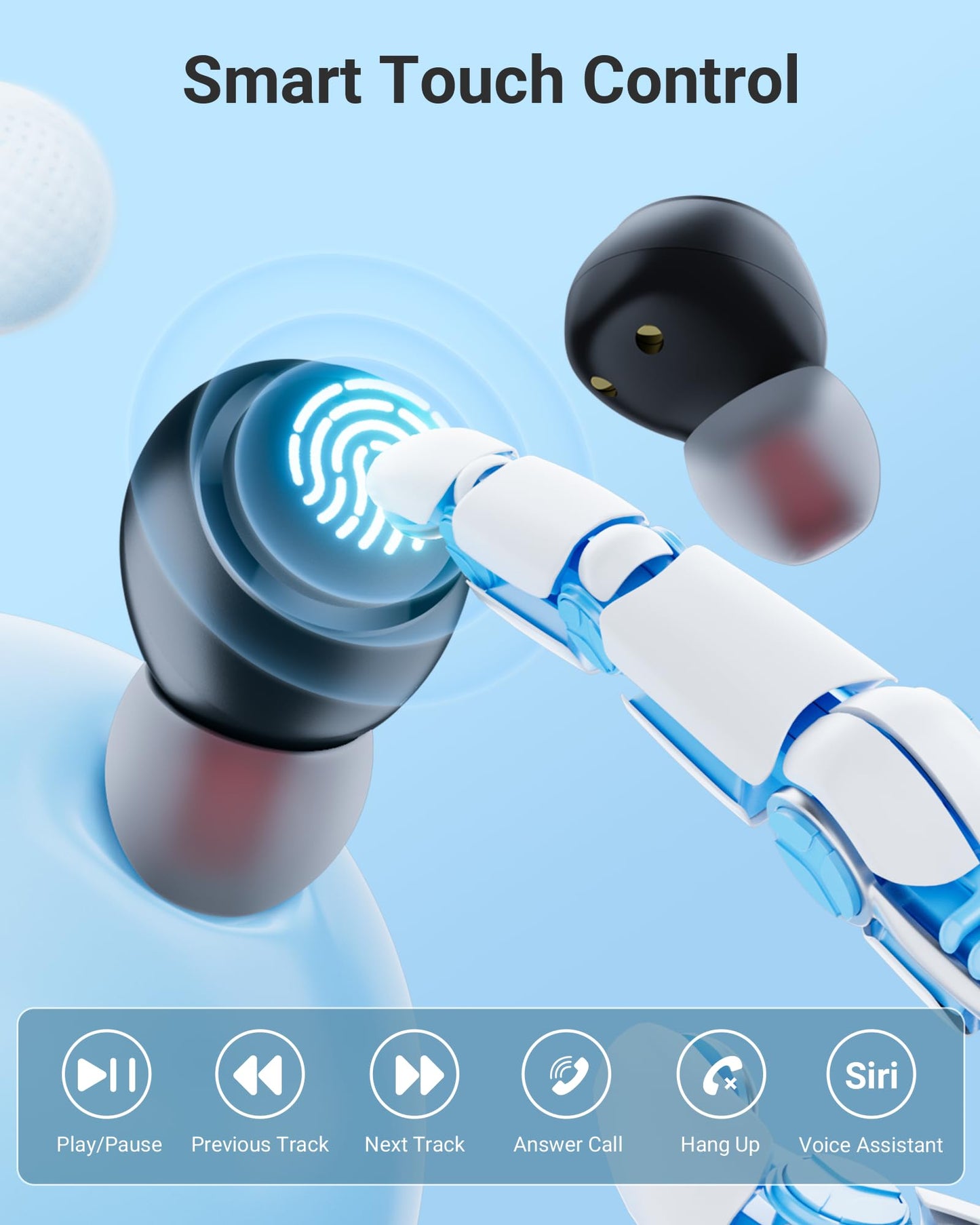 Wireless Bluetooth Earbuds with LED Power Display