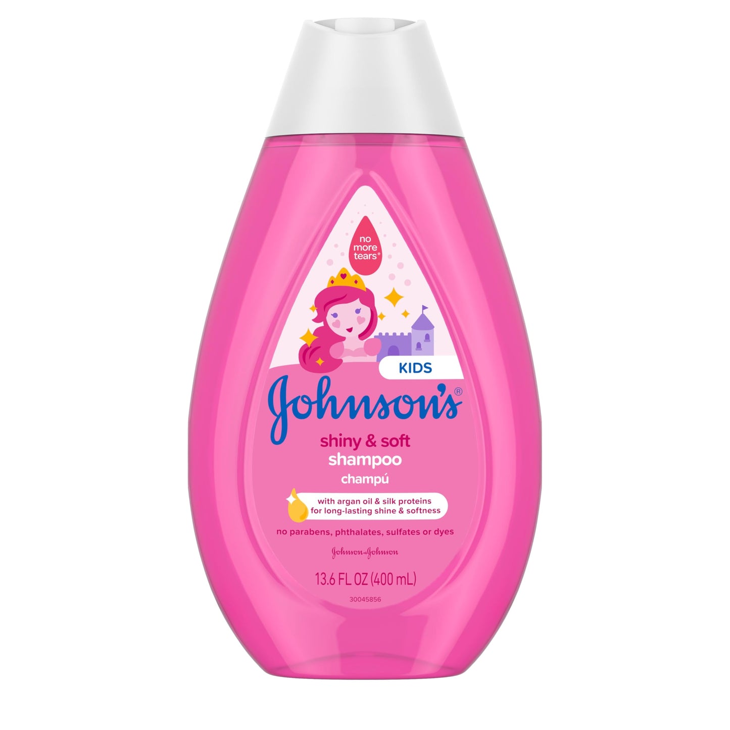 Johnson's Kids Shiny & Soft Tear-Free Kids' Shampoo with Argan Oil & Silk Proteins, Hair Wash Gently Cleanses & Boosts Natural Shine & Softness, Hypoallergenic, Sulfate-Free, 13.6 fl. oz