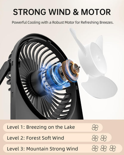 USB Mini Desk Fan with 3 Speeds - Black