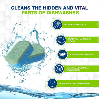 True Fresh Dishwasher Cleaner & Deodorizer Tablets 18-Pack, 20g Each - Powerful Limescale & Odor Removal - Deep Clean for Sparkling Dishwashers - Safe, Effective, and Compatible with All Models