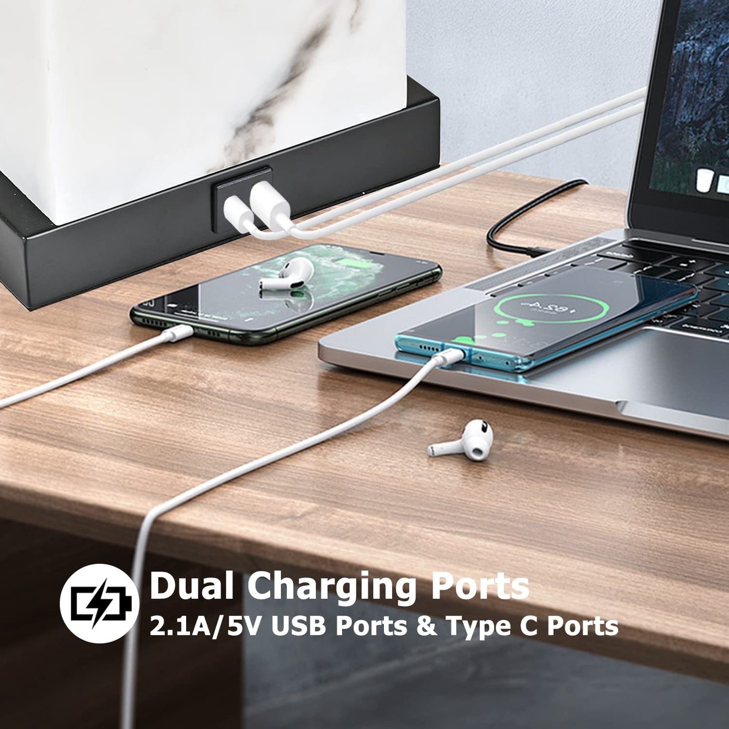 24" Dimmable Touch Table Lamps with USB Ports