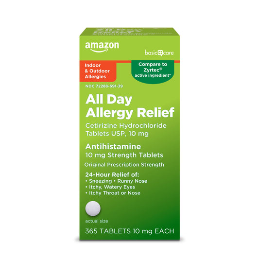 Amazon Basic Care Cetirizine Allergy Relief Tablets 365 Count