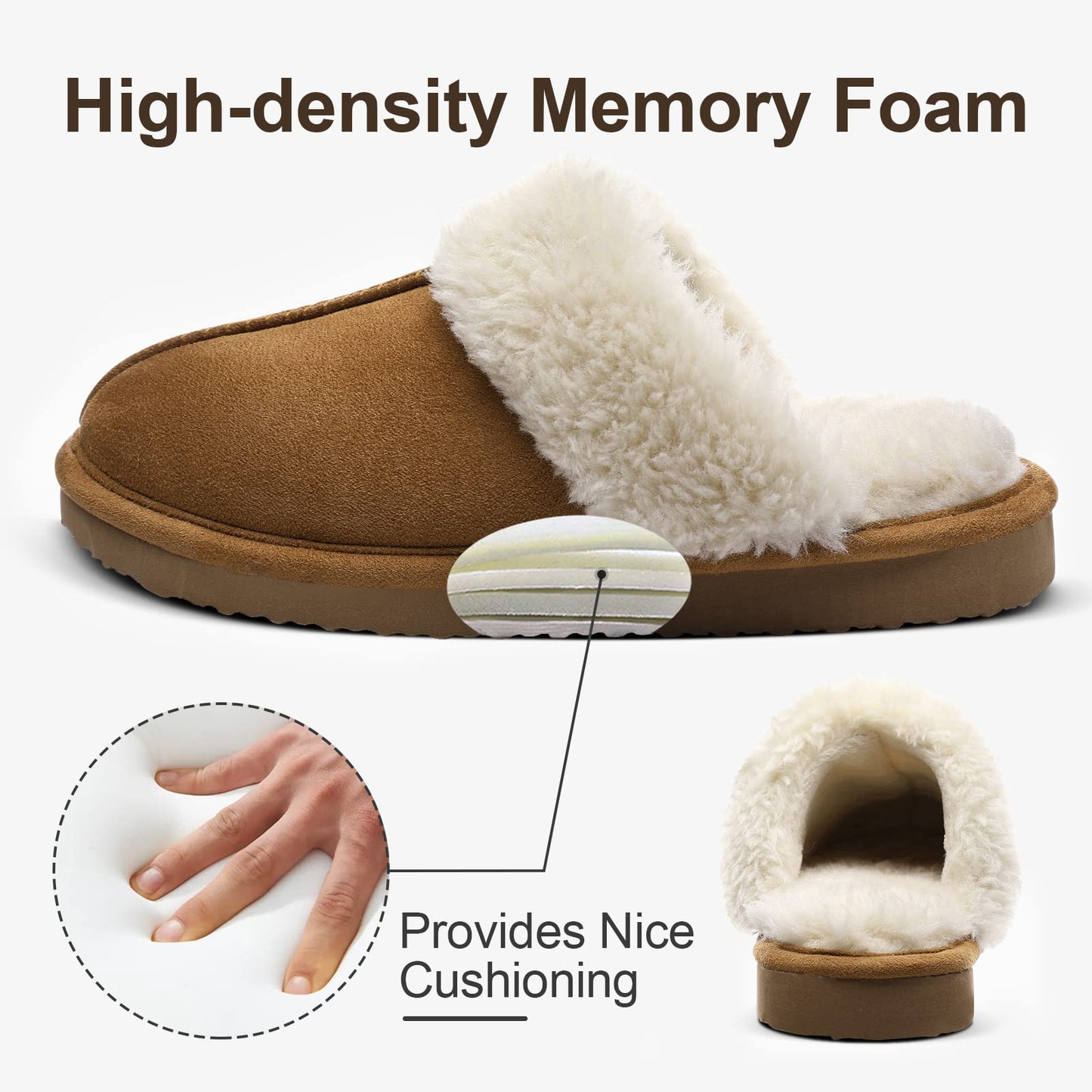 Litfun Fuzzy Memory Foam Slippers for Women