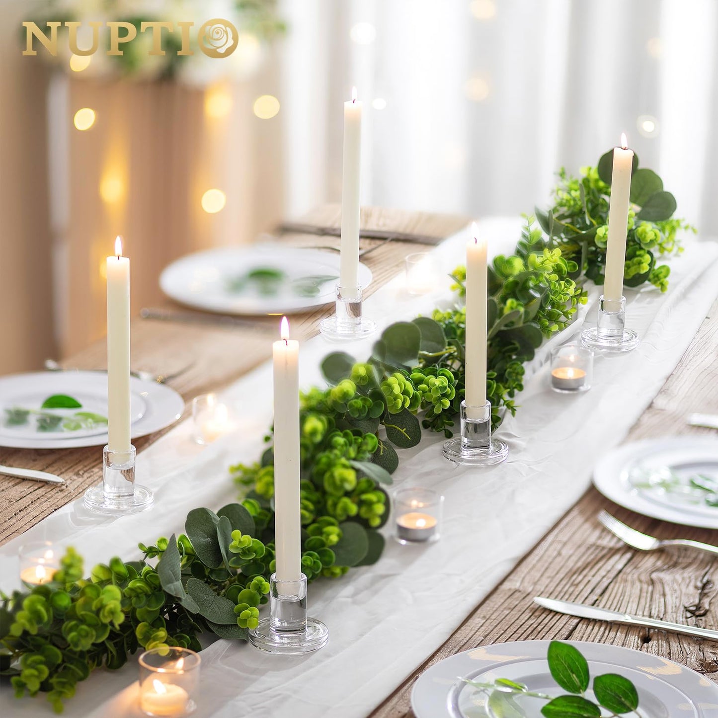 NUPTIO Set of 10 Clear Candle Holders