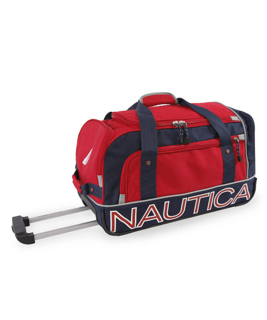 NAUTICA 22" Rolling Duffel Bag - Red/Navy