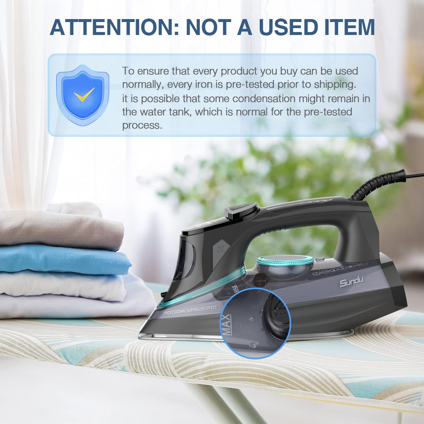 1700 Watt Steam Iron with Digital LED Screen, Ceramic Coated Soleplate, Anti-Drip, Self-Clean, 3-way Auto-Off Steam Iron for Variable Fabric, Medium Size