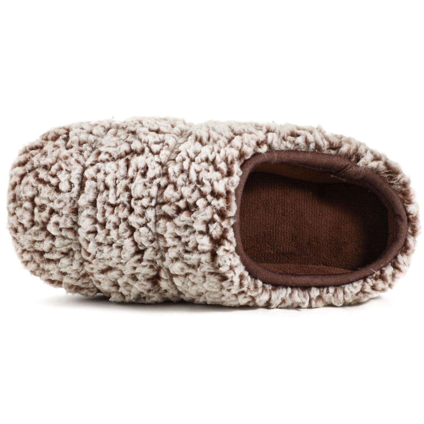 Wishcotton Women's Lightweight Fuzzy Sherpa House Slippers, Brown, Size 5-6