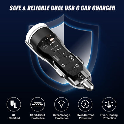 USB C Car Charger 40W Dual 2 Pack