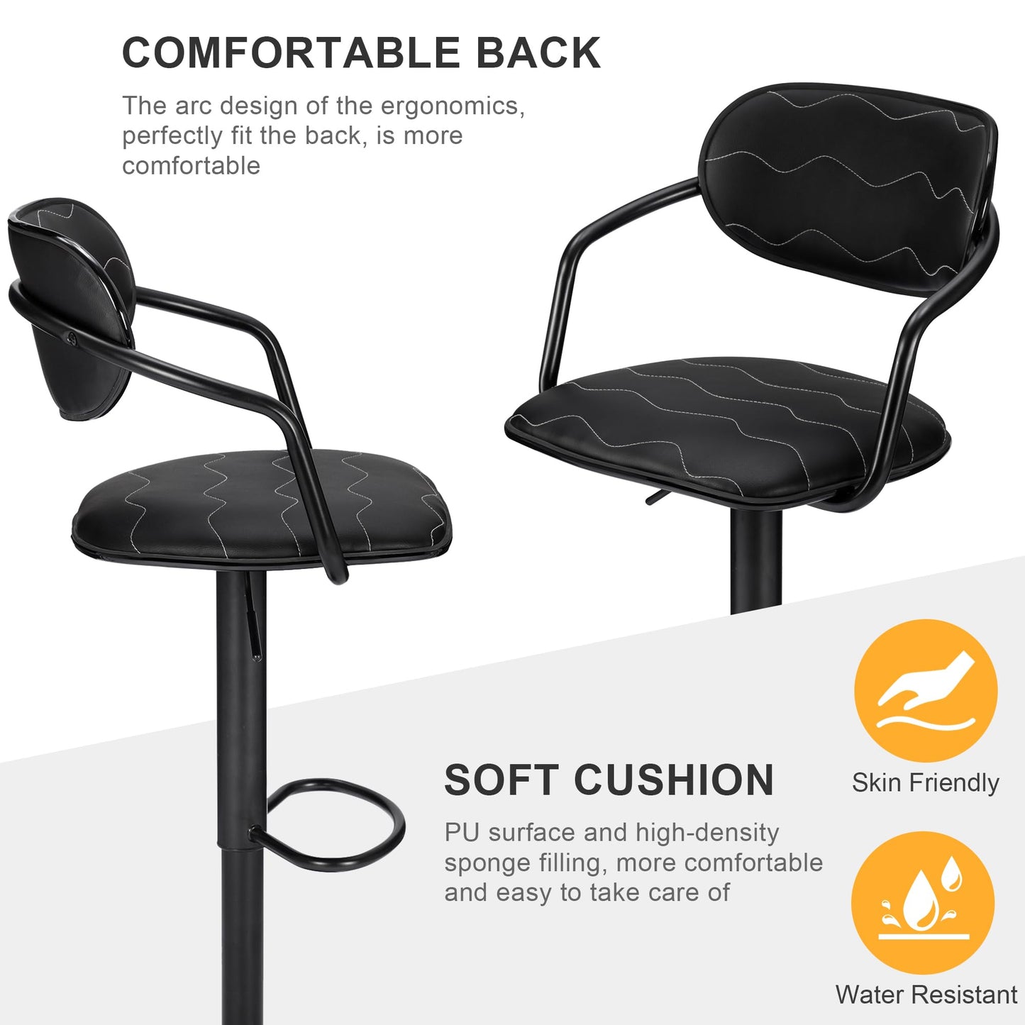 2 Pack VECELO Adjustable Swivel Bar Stools