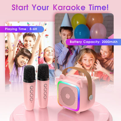 Mini Karaoke Machine with Bluetooth Mic for Kids