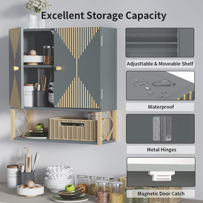 VOXANOXI Wall-Mount Bathroom Storage Cabinet with Shelves