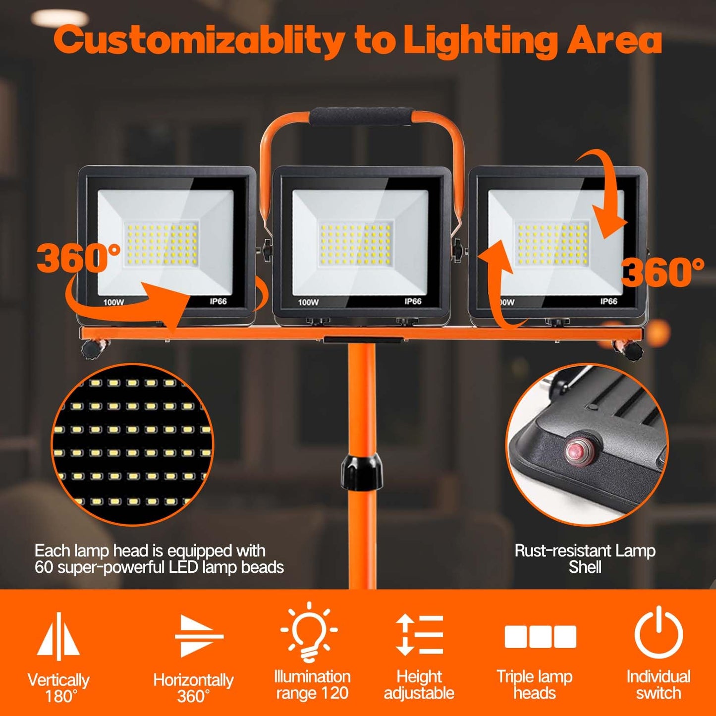 HOHOMETIC 21000 Lumen LED Work Light with Stand