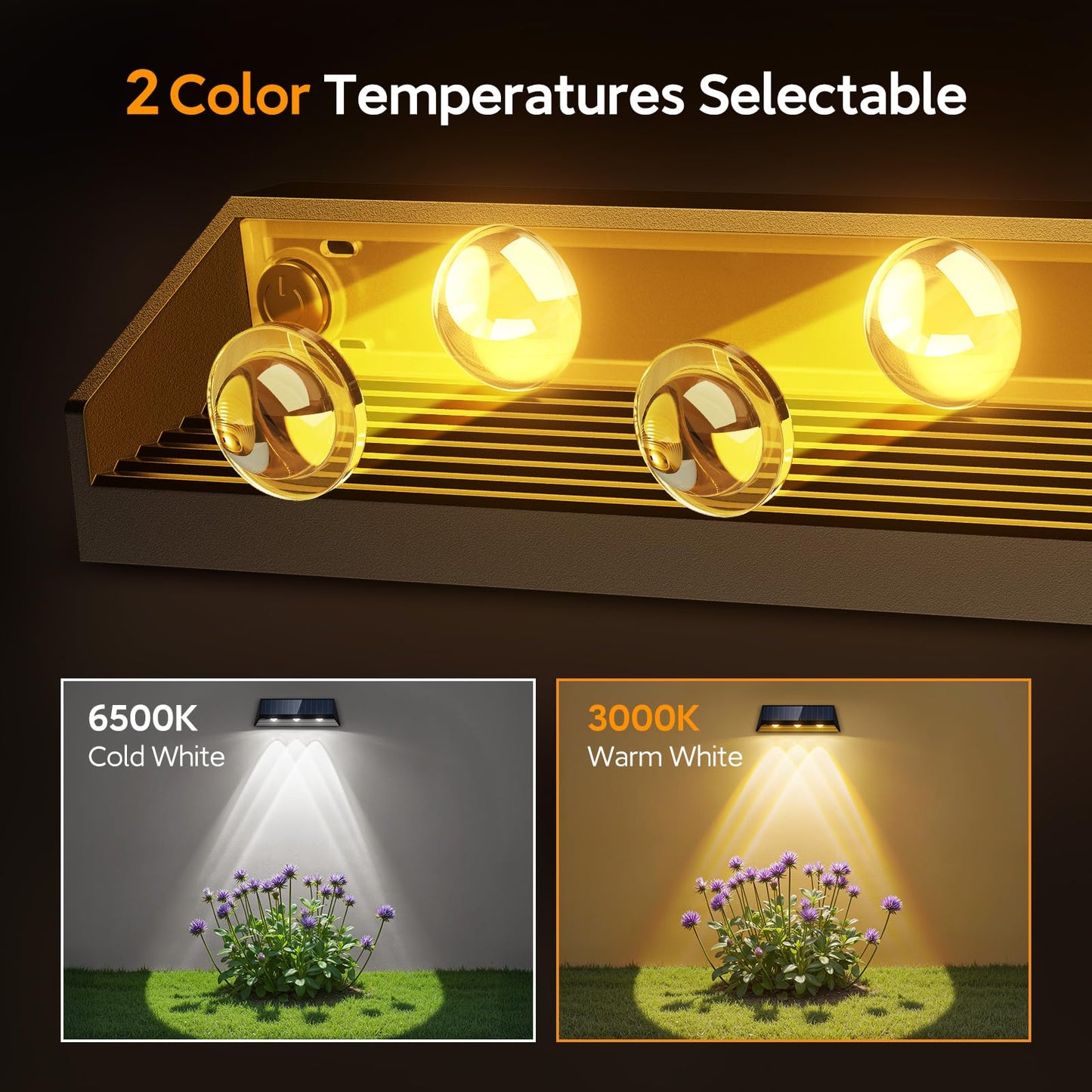 LETMY Solar Fence Lights - 4 Pack Waterproof LED