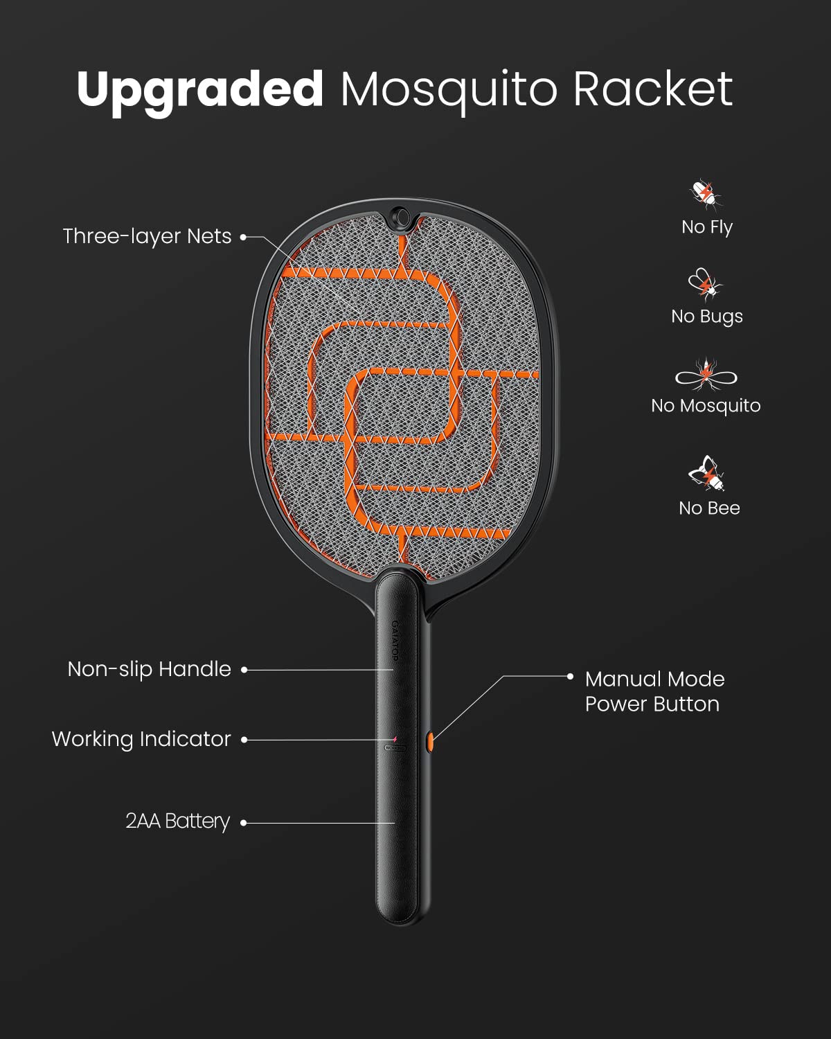 Electric Fly Swatter Bug Zapper for Indoor Outdoor