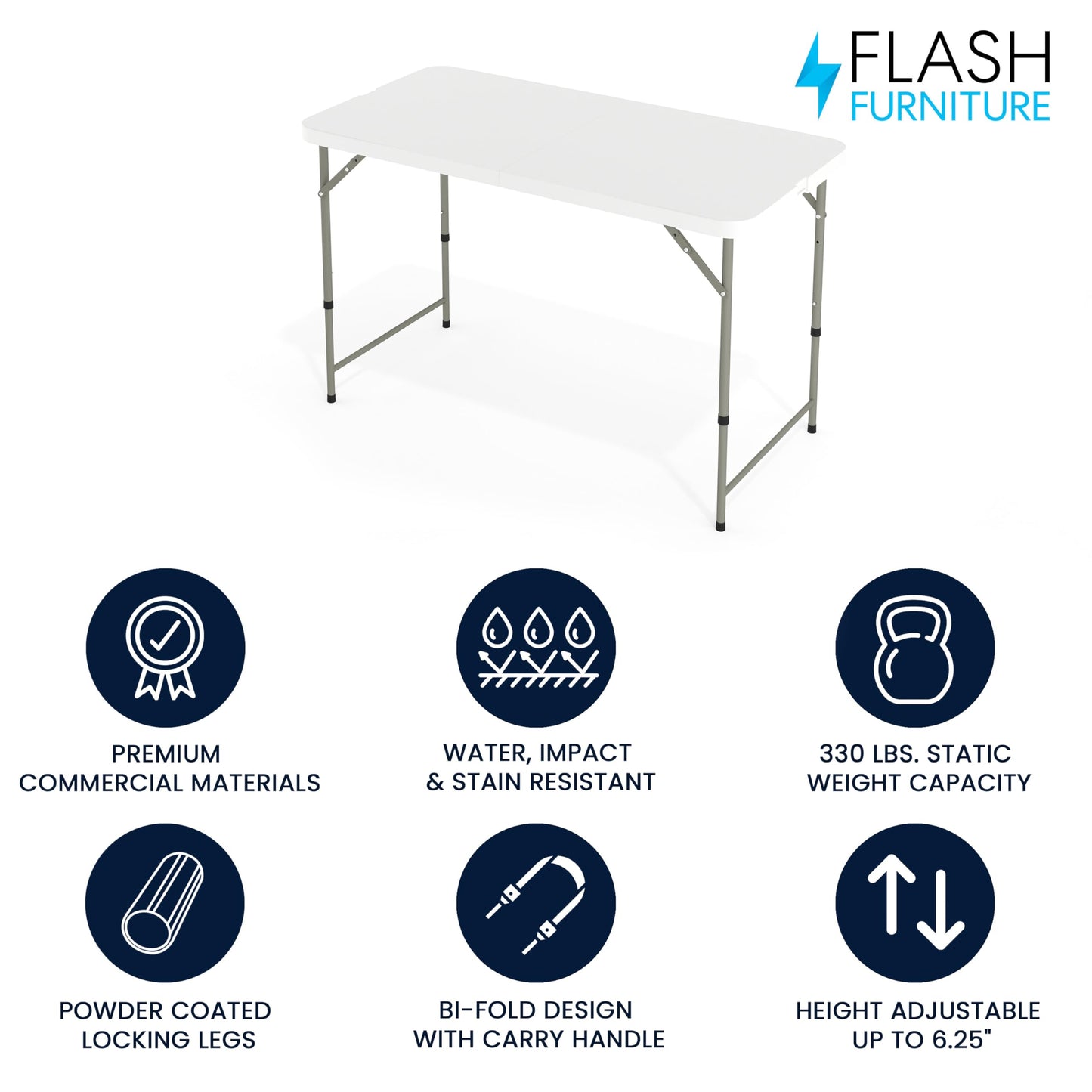 4' Folding Event Table with Adjustable Legs