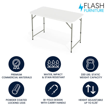 4' Folding Event Table with Adjustable Legs