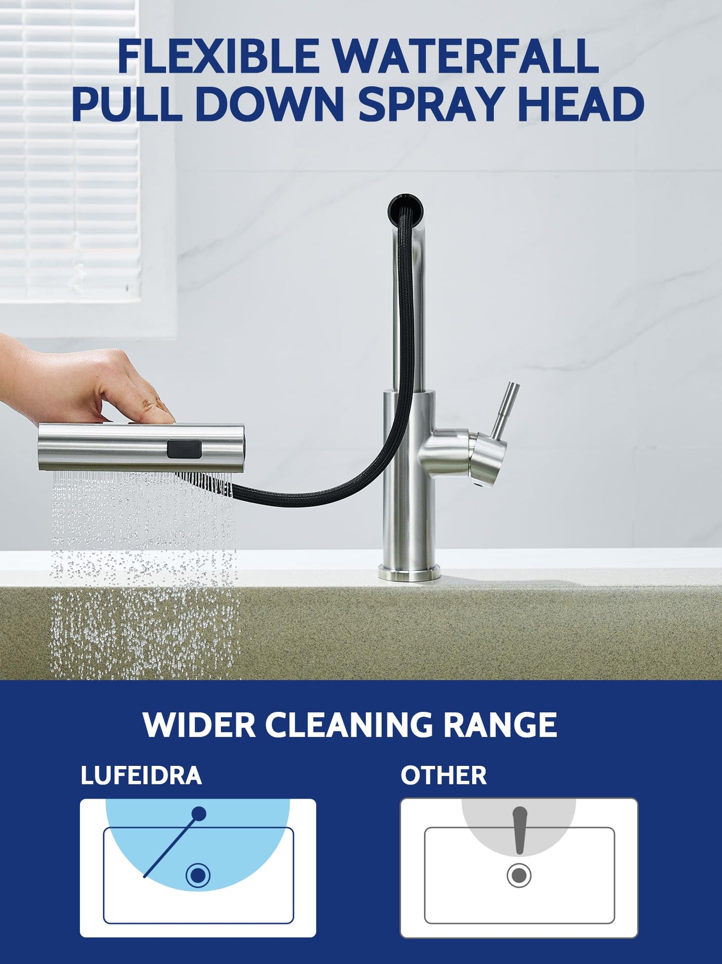 Brushed Nickel Kitchen Faucet with Pull Down Sprayer