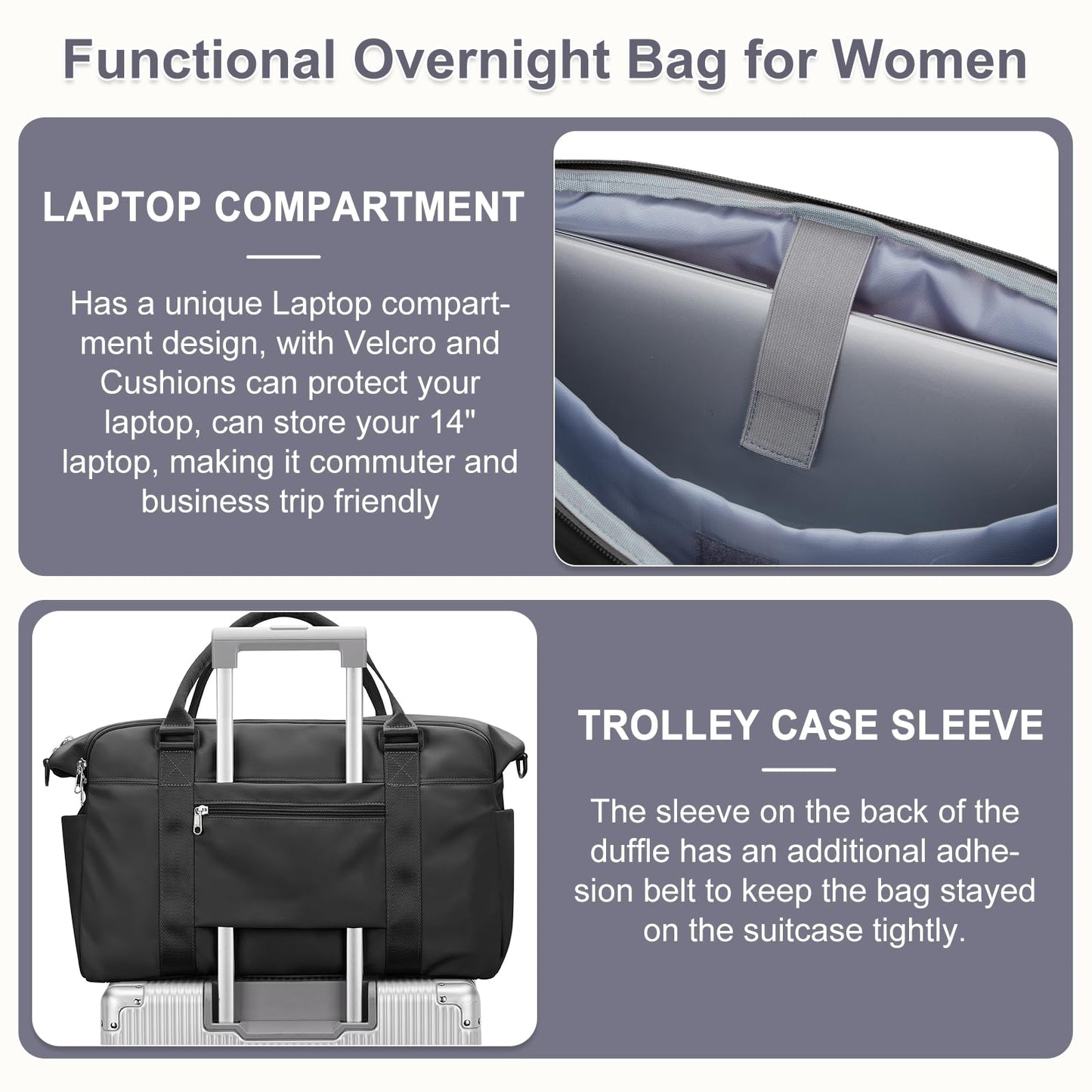 Travel Duffel Bag with Laptop Compartment