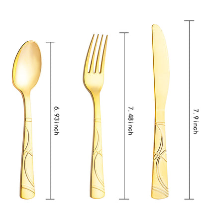 Gold Plastic Cutlery Set - 300 Disposable Utensils
