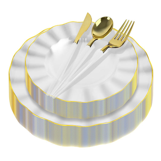 150 Pcs Plastic Dinnerware Set for 30 Guests