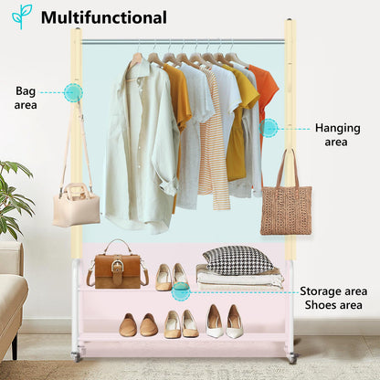 VICERII Heavy Duty Rolling Clothes Rack with Shelves