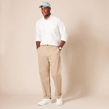 Amazon Essentials Men's Regular-Fit Long-Sleeve Pocket Oxford Shirt, White, Large