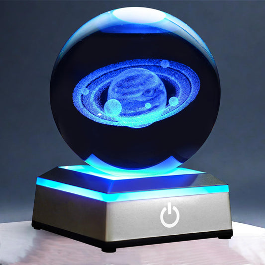 3D Saturn Crystal Ball Night Light Lamp